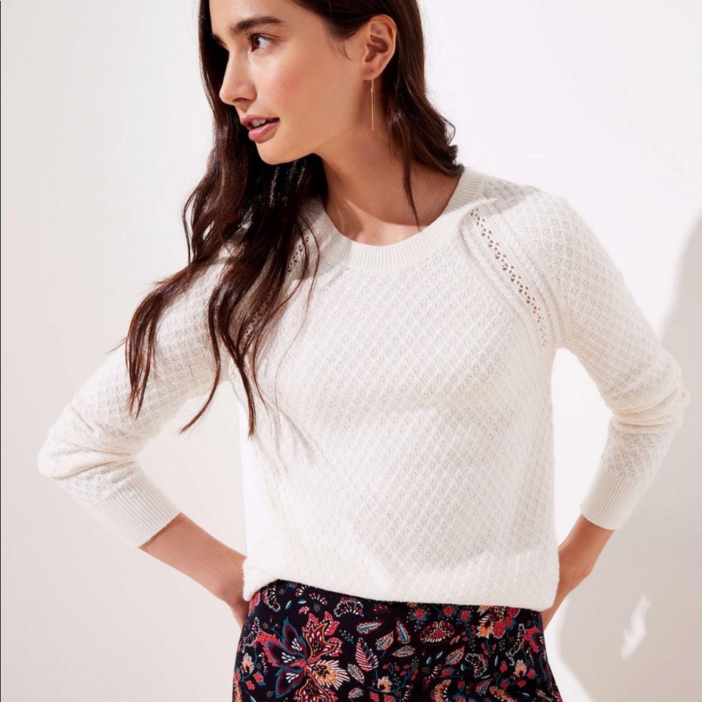 Loft Diamond texture Shirttail Sweater Size Medium